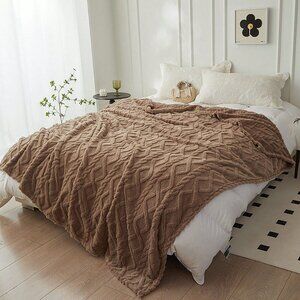 Coffee Brown Cozy Soft Lightweight  Fleece Throw Blanket